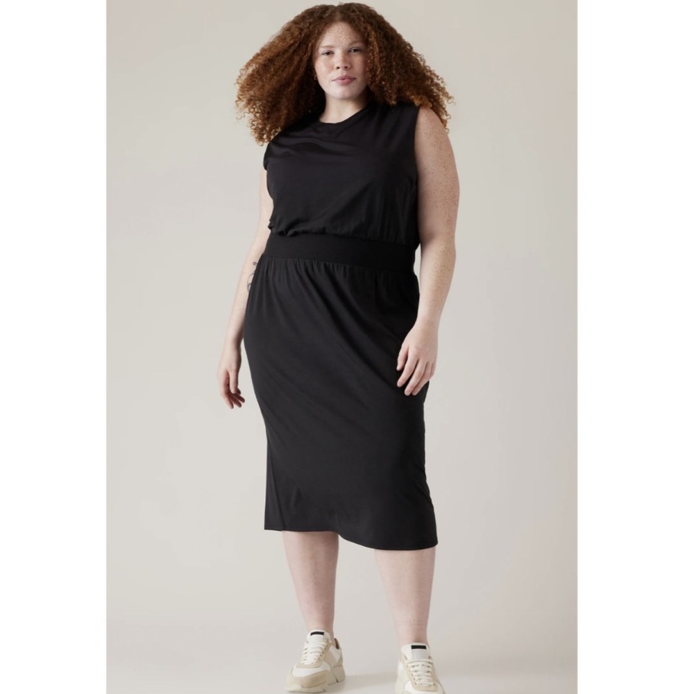 NWT Athleta Santorini Cinch Dress in Black, Size 2X